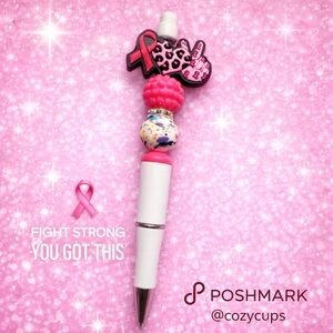 Breast Cancer Awareness Pen 💖 Pink Ribbon Handmade / Light Change